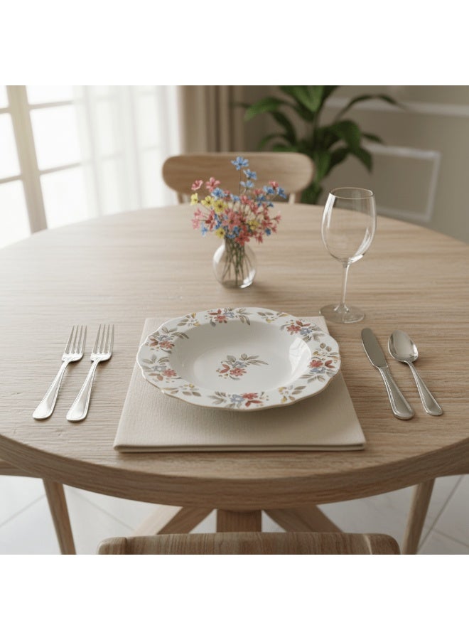 AKDC Luhpar White Ceramic Deep Plate 9 Inch with Floral Printed Design - Image 1